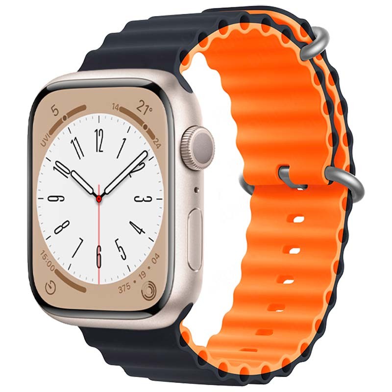 Correa Apple Watch 42/44/45/49mm Wave Medianoche+Naranja - Ítem