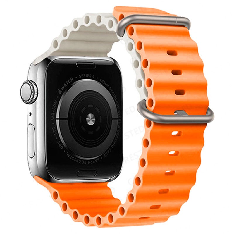 Correa Apple Watch 38/40/41mm Wave Naranja+Blanco estrella - Ítem1