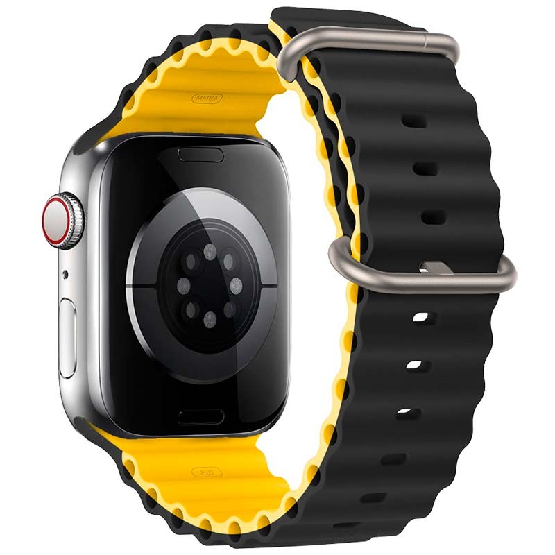 Correa Apple Watch 38/40/41mm Wave Negro+Amarillo - Ítem1
