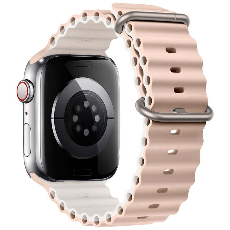 Correa Apple Watch 42/44/45/49mm Wave Rosa Claro+Blanco - Ítem1