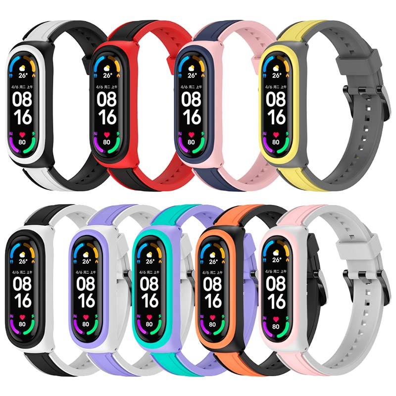 Correa Dual Color para Xiaomi Mi Smart Band 6 Negro+Rojo - Ítem1