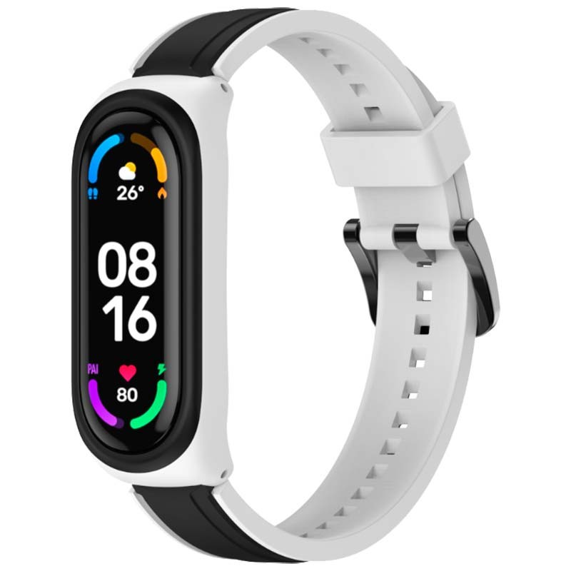 Pulseira Dual Color para Xiaomi Mi Smart Band 6 Branco+Preto - Item