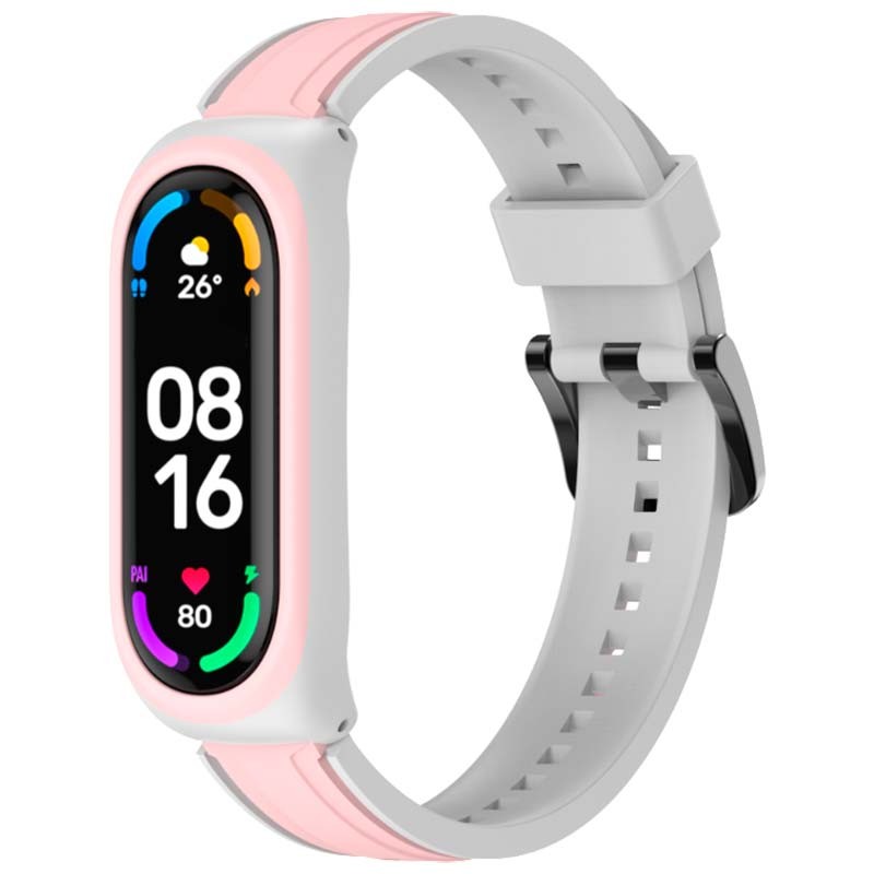 Correa Dual Color para Xiaomi Mi Smart Band 6 Blanco+Rosa - Ítem