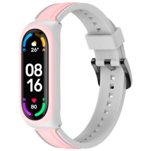 Correa Dual Color para Xiaomi Mi Smart Band 6 Blanco+Rosa