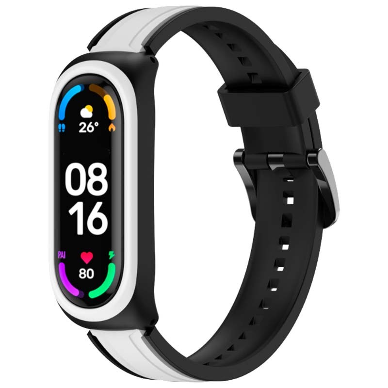 Pulseira Dual Color para Xiaomi Mi Smart Band 6 Preto+Branco - Item