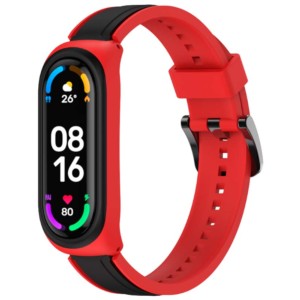 Correa Dual Color para Xiaomi Mi Smart Band 6 Negro+Rojo