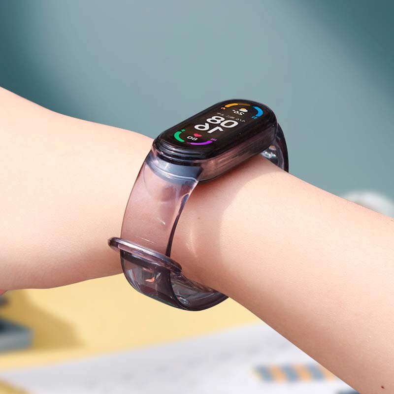 Pulseira traslúcida preta com fecho de clipe para Xiaomi Mi Smart Band 6 - Item4