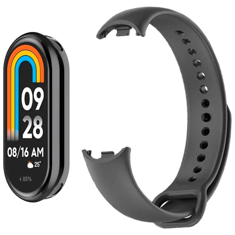 Bracelet en silicone compatible avec Xiaomi Smart Band 8 de couleur Gris - Ítem2