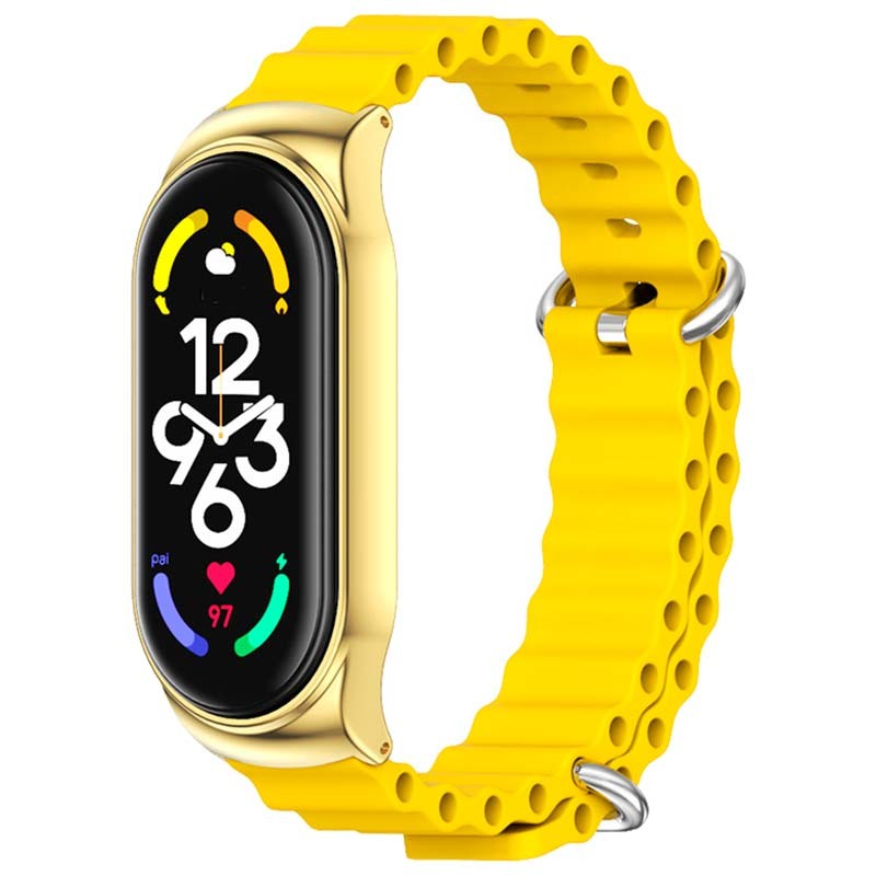 Bracelet Wave en silicone jaune pour Xiaomi Smart Band 7 - Ítem1