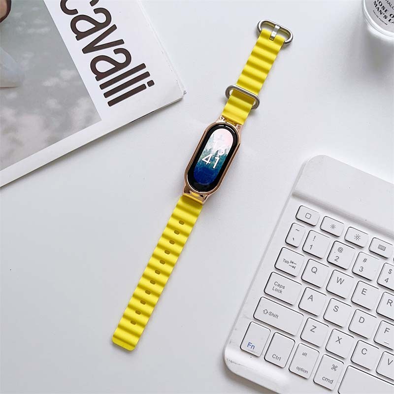 Correa Wave de silicona amarilla para Xiaomi Mi Smart Band 6 - Ítem1