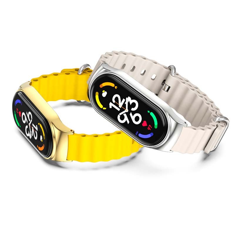 Bracelet Wave en silicone jaune pour Xiaomi Smart Band 7 - Ítem3