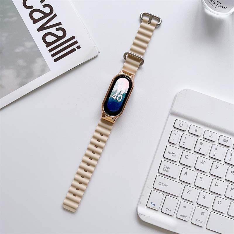 Correa Wave de silicona beige para Xiaomi Mi Smart Band 6 - Ítem1