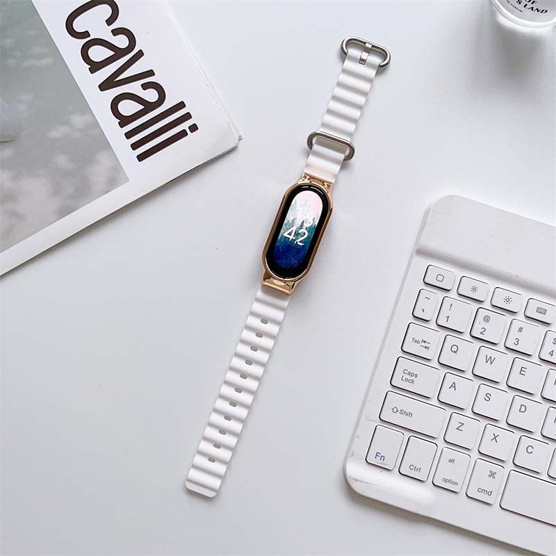 Correa Wave de silicona blanca para Xiaomi Mi Smart Band 6 - Ítem1
