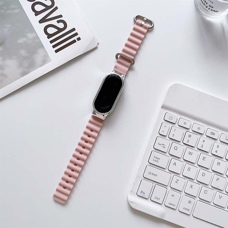 Correa Wave de silicona rosa para Xiaomi Mi Smart Band 6 - Ítem1