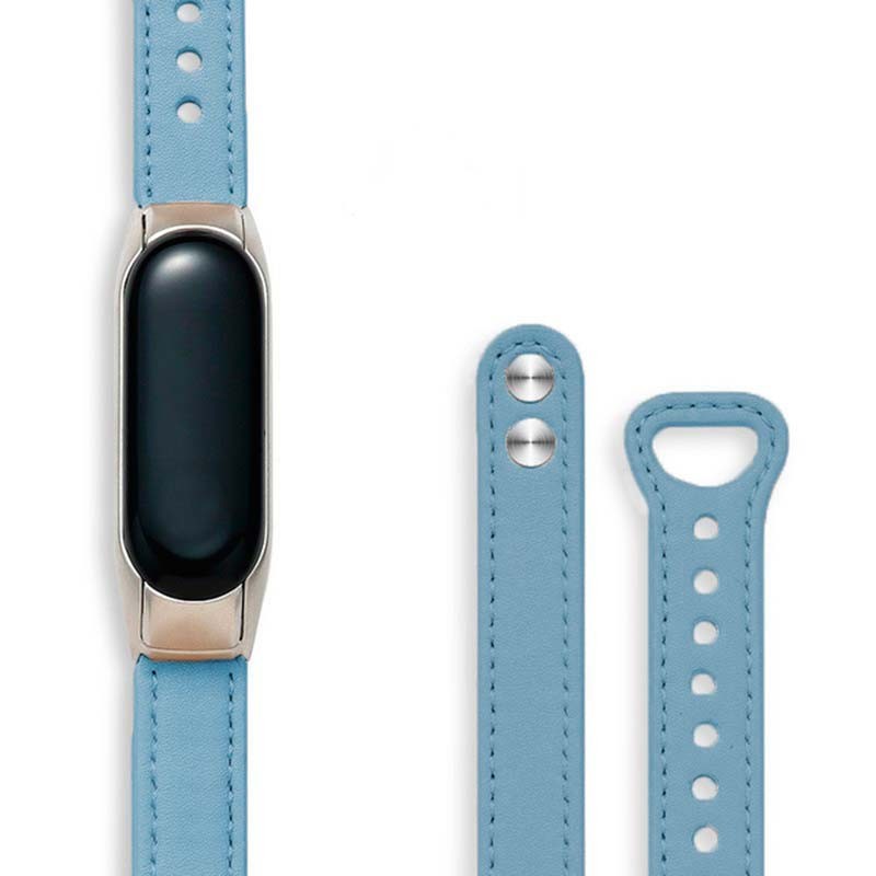 Correa de cuero azul claro con cierre de clip para Xiaomi Mi Smart Band 6 - Ítem1