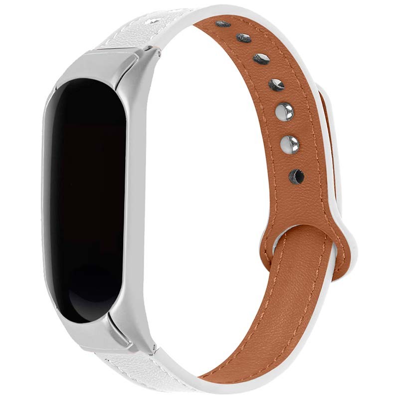 Correa de cuero blanco con cierre de clip para Xiaomi Mi Smart Band 6 - Ítem