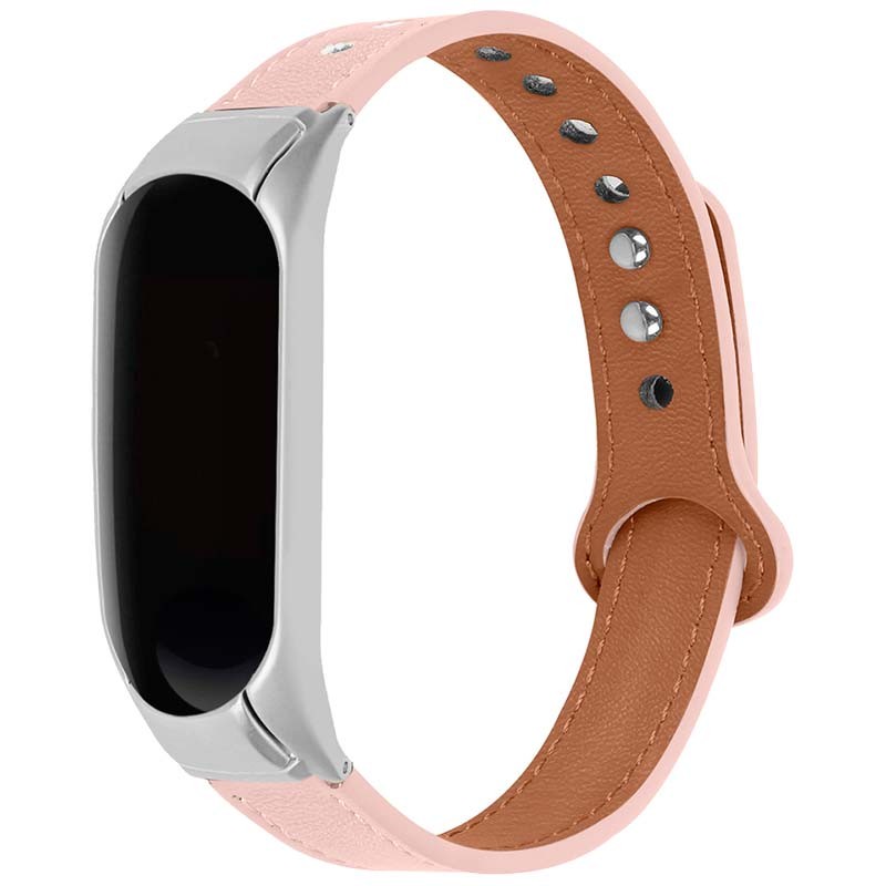 Correa de cuero rosa con cierre de clip para Xiaomi Mi Smart Band 6 - Ítem