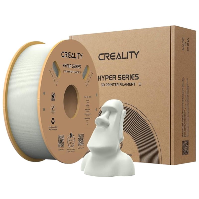 Creality Hyper PLA Filament - 1.75mm - Impression à haute vitesse jusqu'à 600mm/s - Bobine de 1kg Couleur Blanche - Compatible avec les imprimantes 3D FDM - Ítem