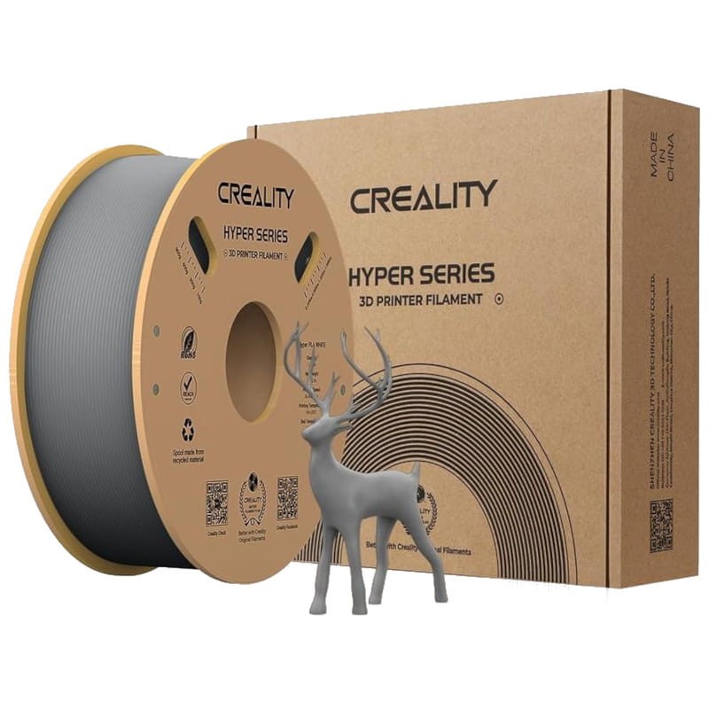 Creality Hyper PLA Filament - 1.75mm - Impression à haute vitesse jusqu'à 600mm/s - Bobine de 1kg Couleur Gris - Compatible avec les imprimantes 3D FDM - Ítem