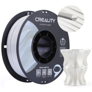Filament Creality PLA CR-Silk - 1,75 mm - Avec texture soyeuse et brillante et toucher doux - Vitesse d'impression jusqu'à 100 mm/s - Bobine de 1 kg Couleur Blanc - Compatible avec les imprimantes 3D FDM