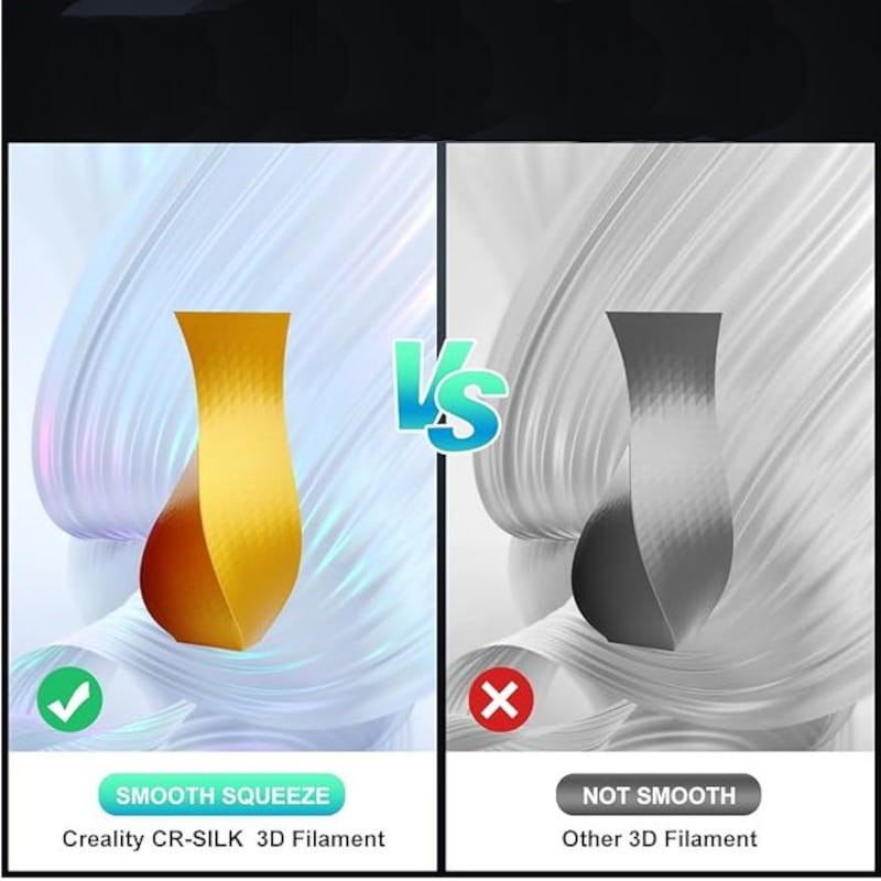 Filament Creality PLA CR-Silk - 1,75 mm - Avec texture soyeuse et brillante et toucher doux - Vitesse d'impression jusqu'à 100 mm/s - Bobine de 1 kg Couleur Jaune et bleu - Compatible avec les imprimantes 3D FDM - Ítem3