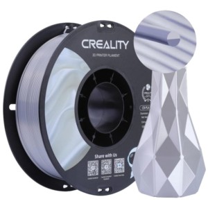 Filamento Creality PLA CR-Silk - 1.75mm - Con Textura Sedosa Y Brillante Y Tacto Suave - Velocidad de impresión hasta 100mm/s - Bobina de 1kg Color Plateado - Compatible con impresoras 3D FDM