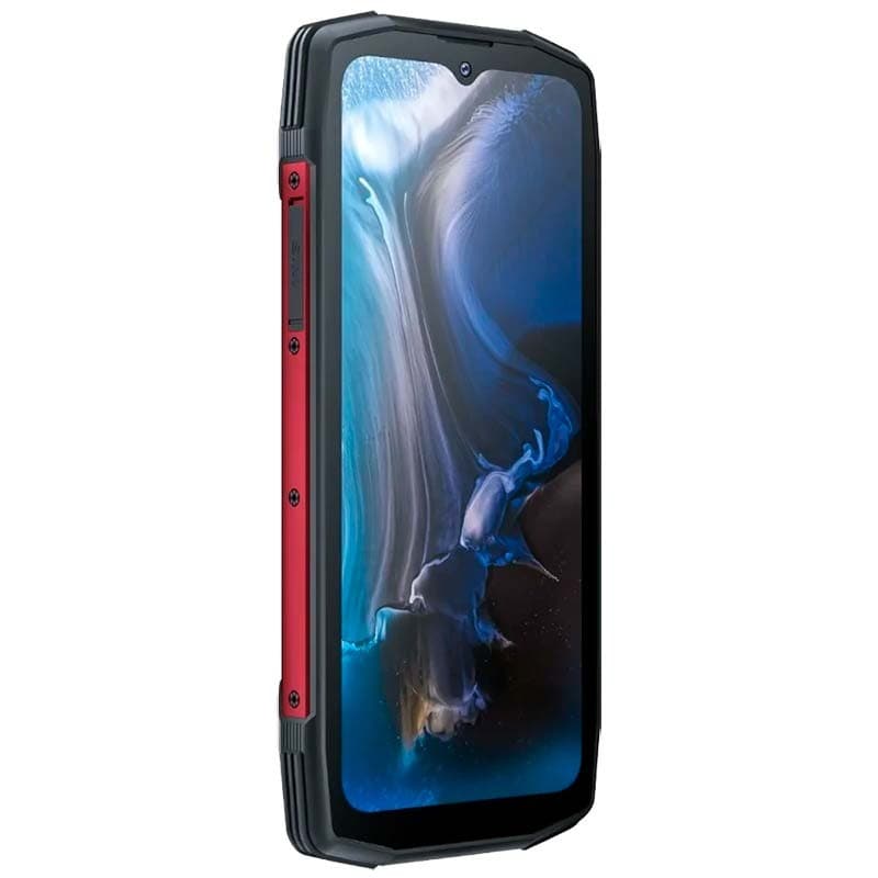 La vue avant et latérale gauche du téléphone portable Cubot KingKong Star 12Go/256Go Rouge