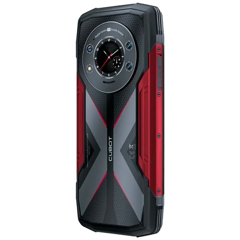 La vue arrière et latérale gauche du téléphone portable Cubot KingKong Star 12Go/256Go Rouge