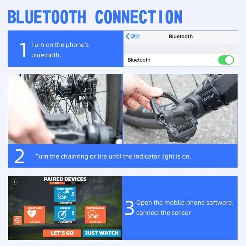 Conexion bluetooth Cycplus C3 Black - Capteur de vitesse et de cadence