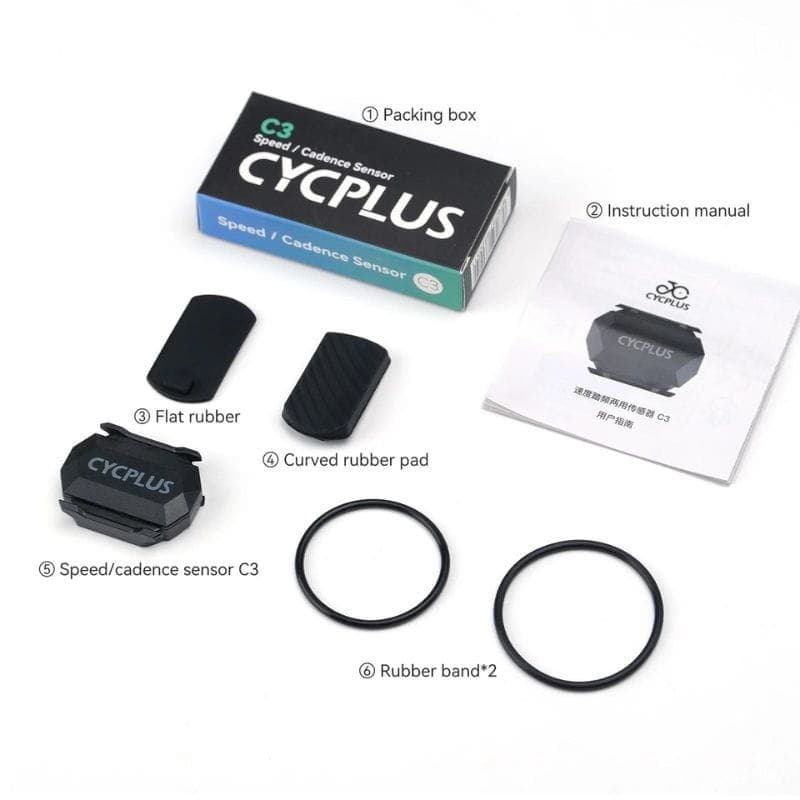 Contenu de l'emballage Cycplus C3 Black - Capteur de vitesse et de cadence