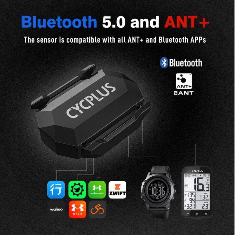 bluetooth 5.0 Cycplus C3 Black - Capteur de vitesse et de cadence
