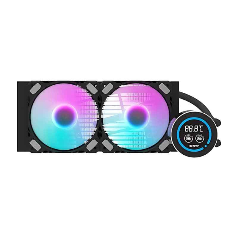 Vista frontal do Sistema de Refrigeração Líquida Darkflash DN-D240 Preto