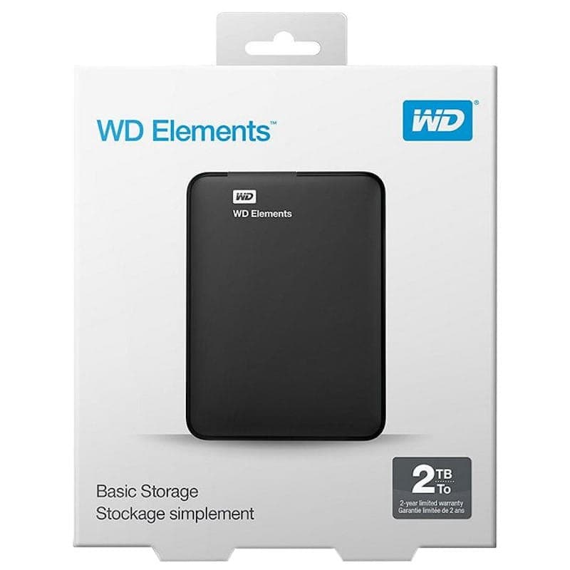 Disco duro externo 2TB Western Digital Elements 2.5 USB 3.2 Gen 1 - Caja