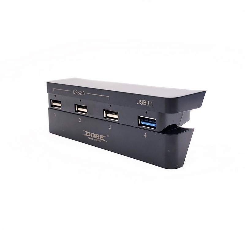 Dobe Hub 4 Portas PlayStation 4 Slim - Preto - HUB Exclusivo Compatível com PlayStation 4 Slim - 3 x USB 2.0 - 1 x USB 3.1