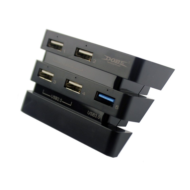 Dobe Hub 5 Puertos PlayStation 4 Pro - HUB Exclusivamente Compatible con PlayStation 4 Pro - 4 x USB 2.0 - 1 x USB 3.0 - Conectar Memorias de Almacenamiento - Cargar Varios Mandos - Utilizar Teclado y Ratón - Cargar Dispositivos