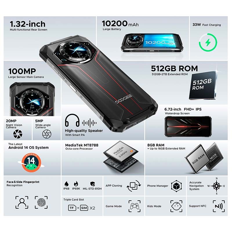 Doogee S119 8GB/512GB Prateado - Telemóvel rugged - Item3