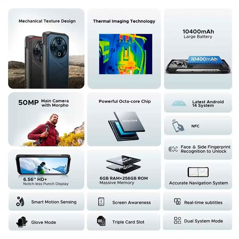 Doogee Fire 6 6Go/256Go Noir avec Caméra Thermique - Téléphone portable rugged - Ítem1
