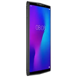 Doogee N100 4Go/64Go smartphone noir, écran bord à bord aux coins arrondis, affichage dégradé bleu violet, châssis anguleux robuste, bouton latéral