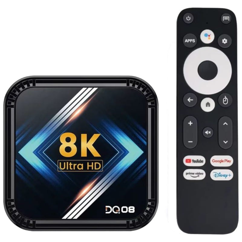 DQ08 8K RK3528 4GB/64GB Dual Wifi Controlo de Voz Android 13 Preto - Android TV - Item