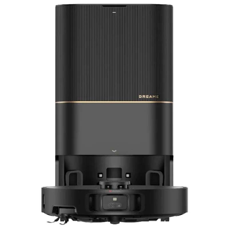 vue de face de l'aspirateur Dreame X40 Ultra Noir avec base d'auto-vidage