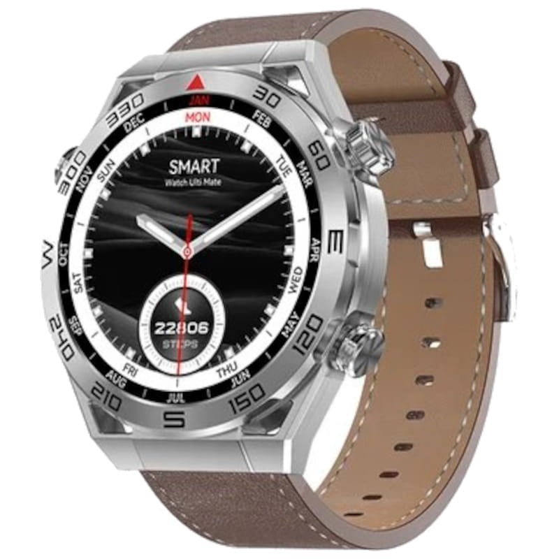 DT NO.1 Ultra Mate Argent avec Bracelet Cuir Marron - Montre intelligente - Ítem