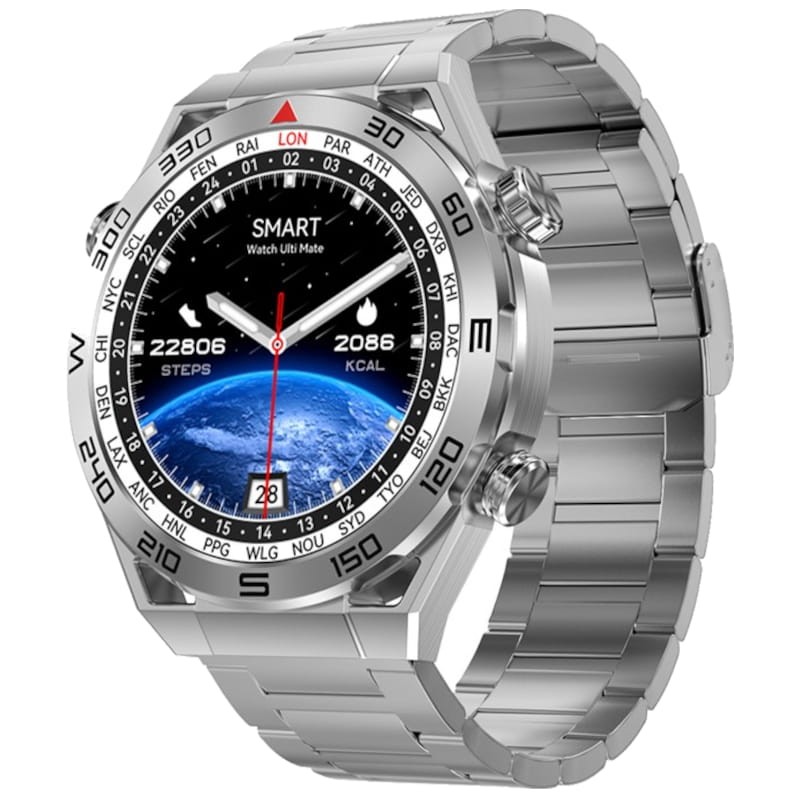 DT NO.1 Ultra Mate Prateado com Bracelete Metálica Prateada - Smartwatch - Item