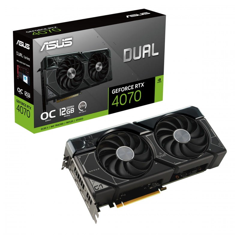 ASUS Dual GeForce RTX™ 4070 12GB GDDR6X Preto, Cinzento, Prateado - Placa Gráfica - Item