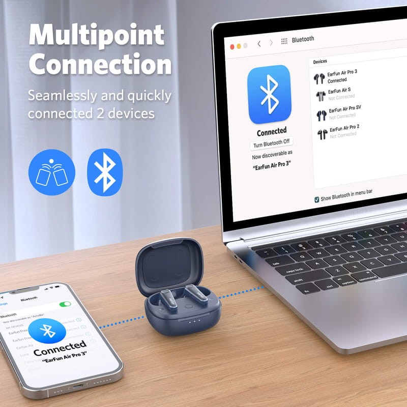 Auriculares Bluetooth Earfun Air Pro 3 Azul - Ítem3