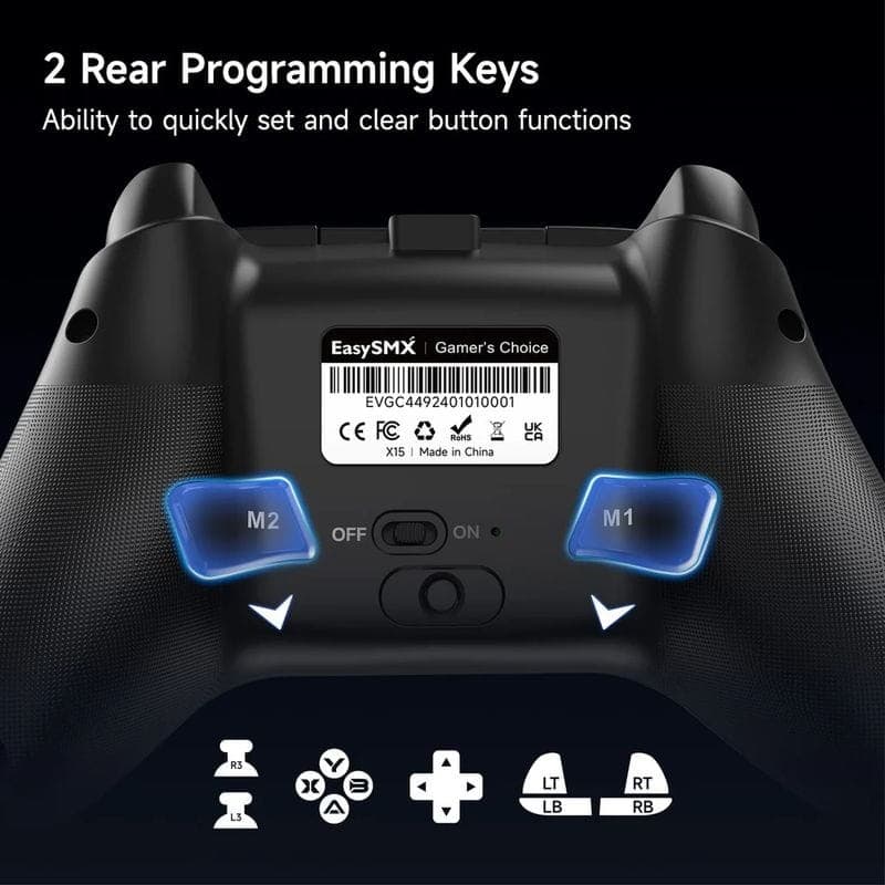 Trasera de EasySMX X15 Wukong - Gamepad para PC, Nintendo Switch y Smartphone (Android e iOS)