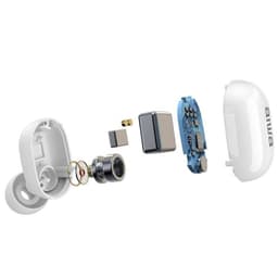 Aiwa EBTW-150 TWS White - Casque Bluetooth vu avec les composants