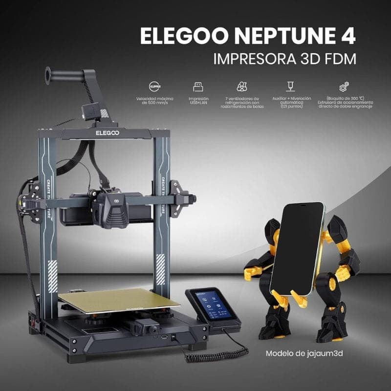 Impresora 3D ELEGOO Neptune 4 Negro - Impresora FDM imagen real