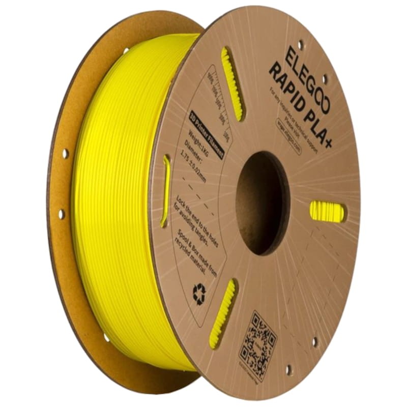 Filamento ELEGOO Rapid PLA + (PLUS) - 1.75mm - Impresión de alta velocidad hasta 600mm/s - Bobina de 1kg Color Amarillo - Compatible con impresoras 3D FDM - Ítem