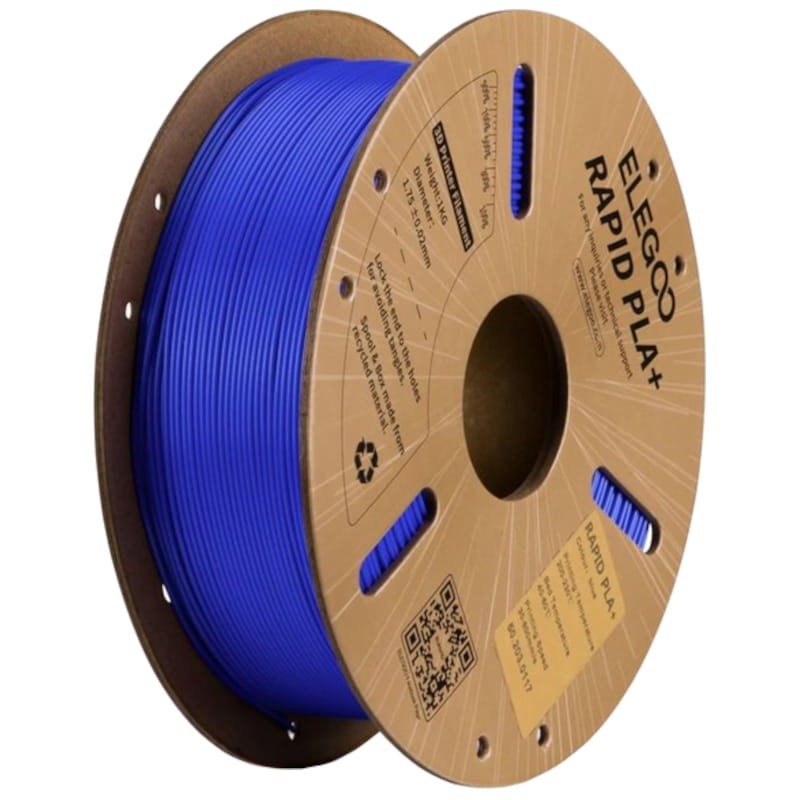 Filament ELEGOO Rapid PLA + (PLUS) - 1,75 mm - Impression haute vitesse jusqu'à 600 mm/s - Bobine de 1 kg Couleur Bleu - Compatible avec les imprimantes 3D FDM - Ítem