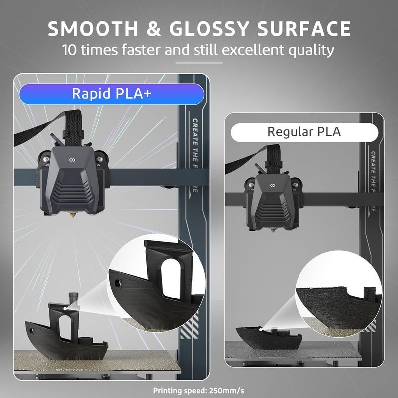Filamento ELEGOO Rapid PLA + (PLUS) - 1.75mm - Impresión de alta velocidad hasta 600mm/s - Bobina de 1kg Color Negro - Compatible con impresoras 3D FDM - Ítem4